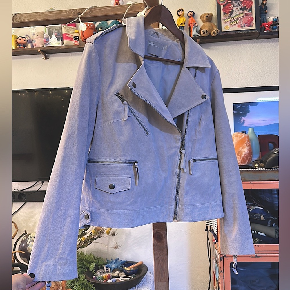 ASOS Gray Suede Motorcycle Jacket